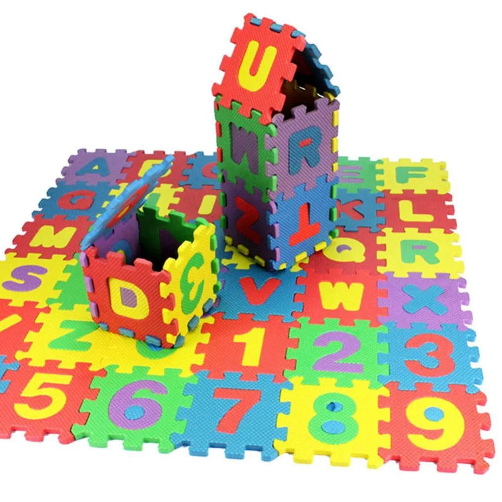 HOT 36 pcs children mini EVA Foam Alphabet Letters Numbers Floor Soft Baby Mat 3D puzzle Kids Educational toys