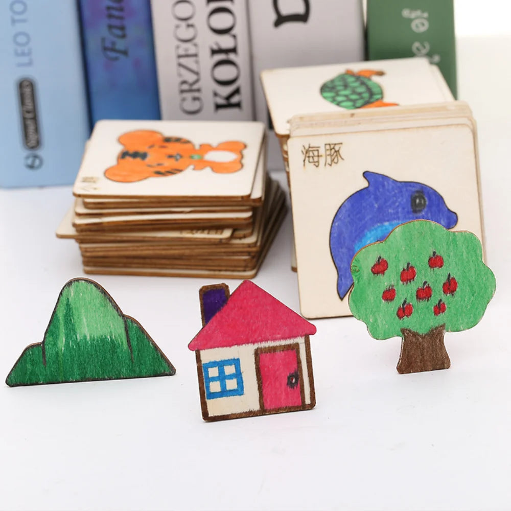 Kids Drawing Toys Montessori DIY Painting Stencils Template Wooden Craft Puzzle Educational Toys for Boys Girls Birthday Gift