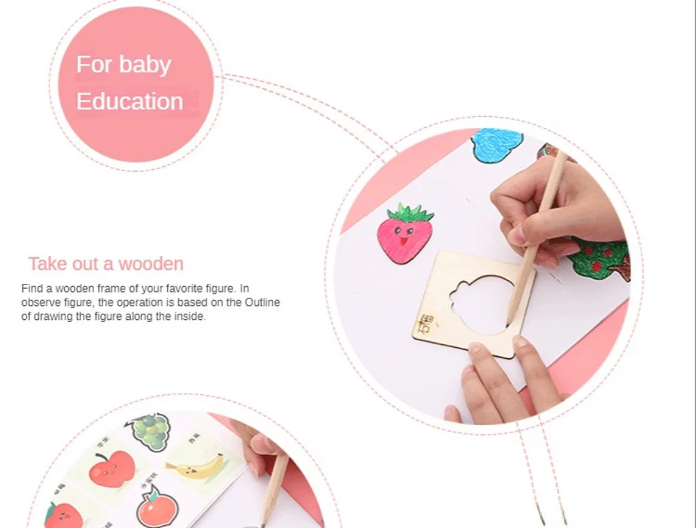 Kids Drawing Toys Montessori DIY Painting Stencils Template Wooden Craft Puzzle Educational Toys for Boys Girls Birthday Gift