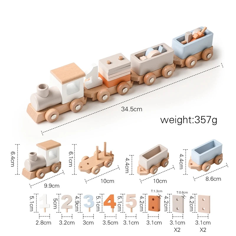 Wooden Train Birthday Toy Simulated Train Toy Model Non-remote Control Rail Car Removable Wooden Train Exquisite Gift With BOX