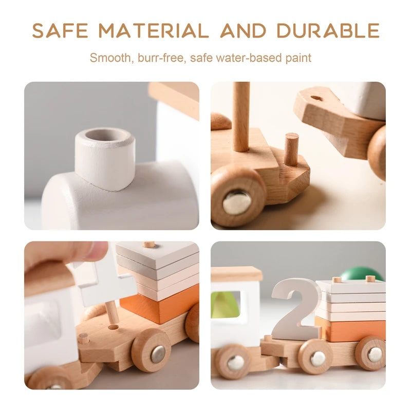 Wooden Train Birthday Toy Simulated Train Toy Model Non-remote Control Rail Car Removable Wooden Train Exquisite Gift With BOX