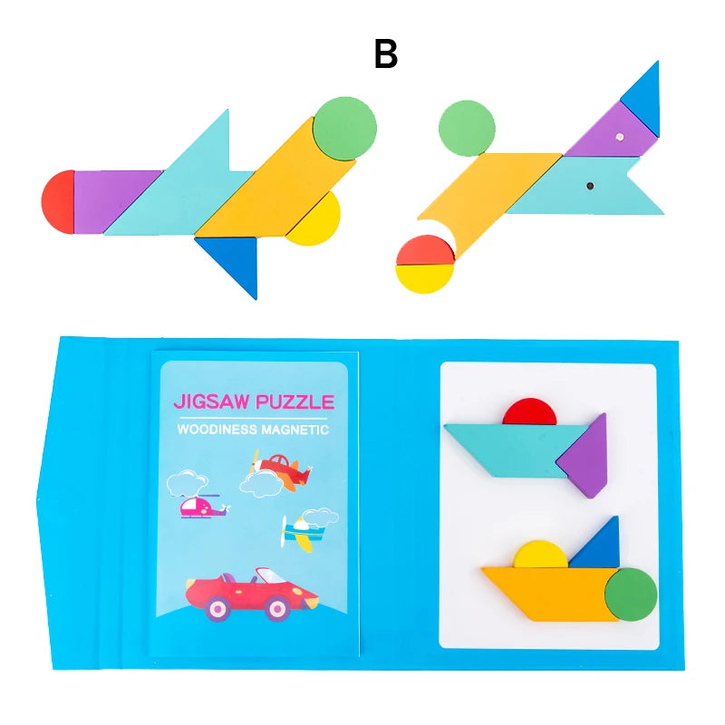 Magnetic 3D  Puzzle Jigsaw Tangram Game Montessori Learning Educational Drawing Board Games Toy Gift for Children Brain Tease