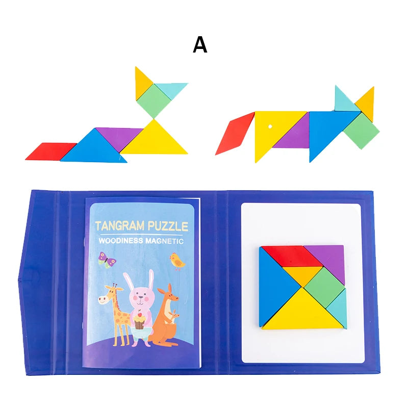 Magnetic 3D  Puzzle Jigsaw Tangram Game Montessori Learning Educational Drawing Board Games Toy Gift for Children Brain Tease