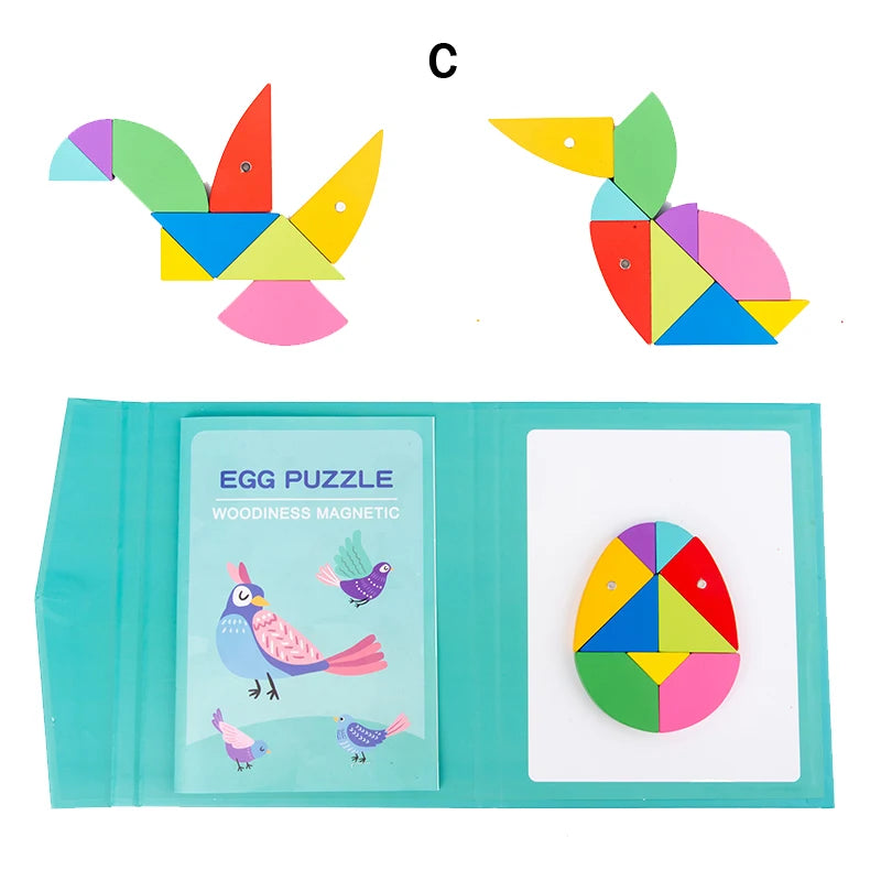 Magnetic 3D  Puzzle Jigsaw Tangram Game Montessori Learning Educational Drawing Board Games Toy Gift for Children Brain Tease