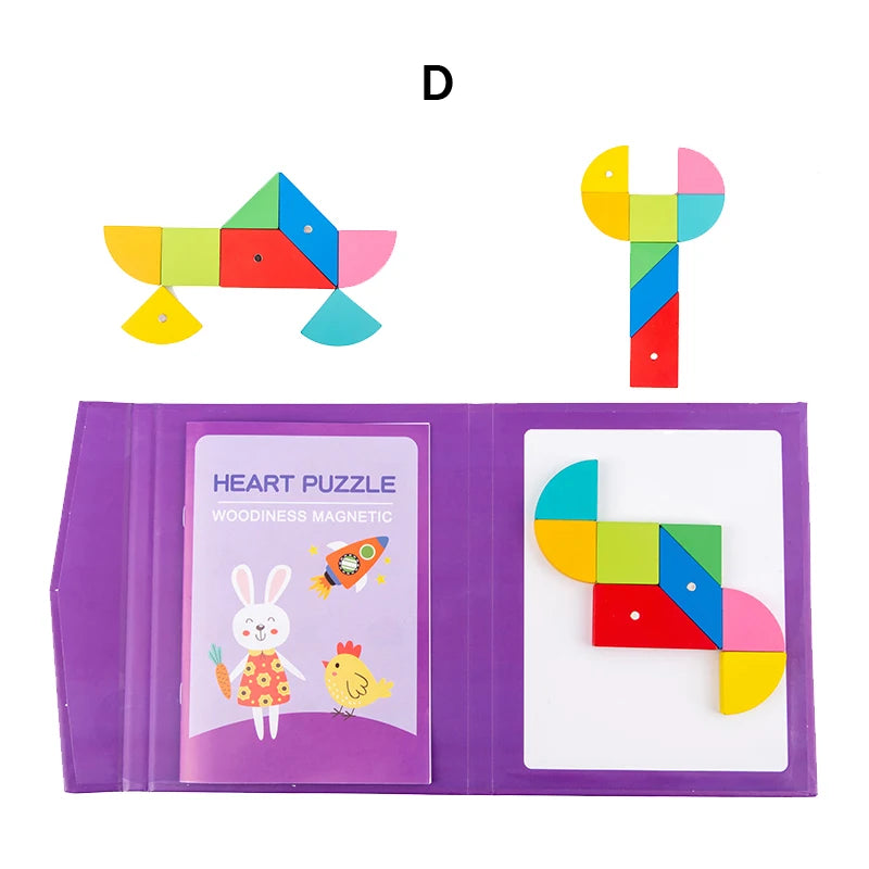 Magnetic 3D  Puzzle Jigsaw Tangram Game Montessori Learning Educational Drawing Board Games Toy Gift for Children Brain Tease