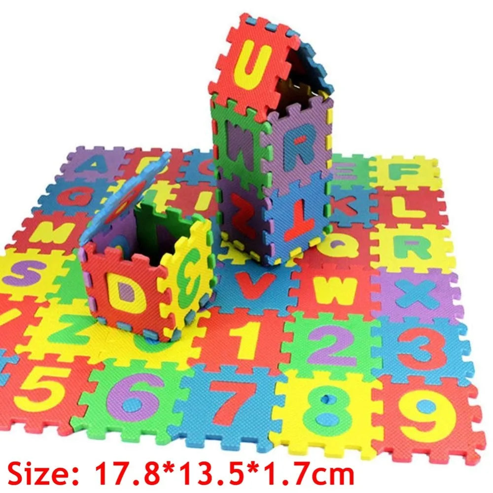 HOT 36 pcs children mini EVA Foam Alphabet Letters Numbers Floor Soft Baby Mat 3D puzzle Kids Educational toys