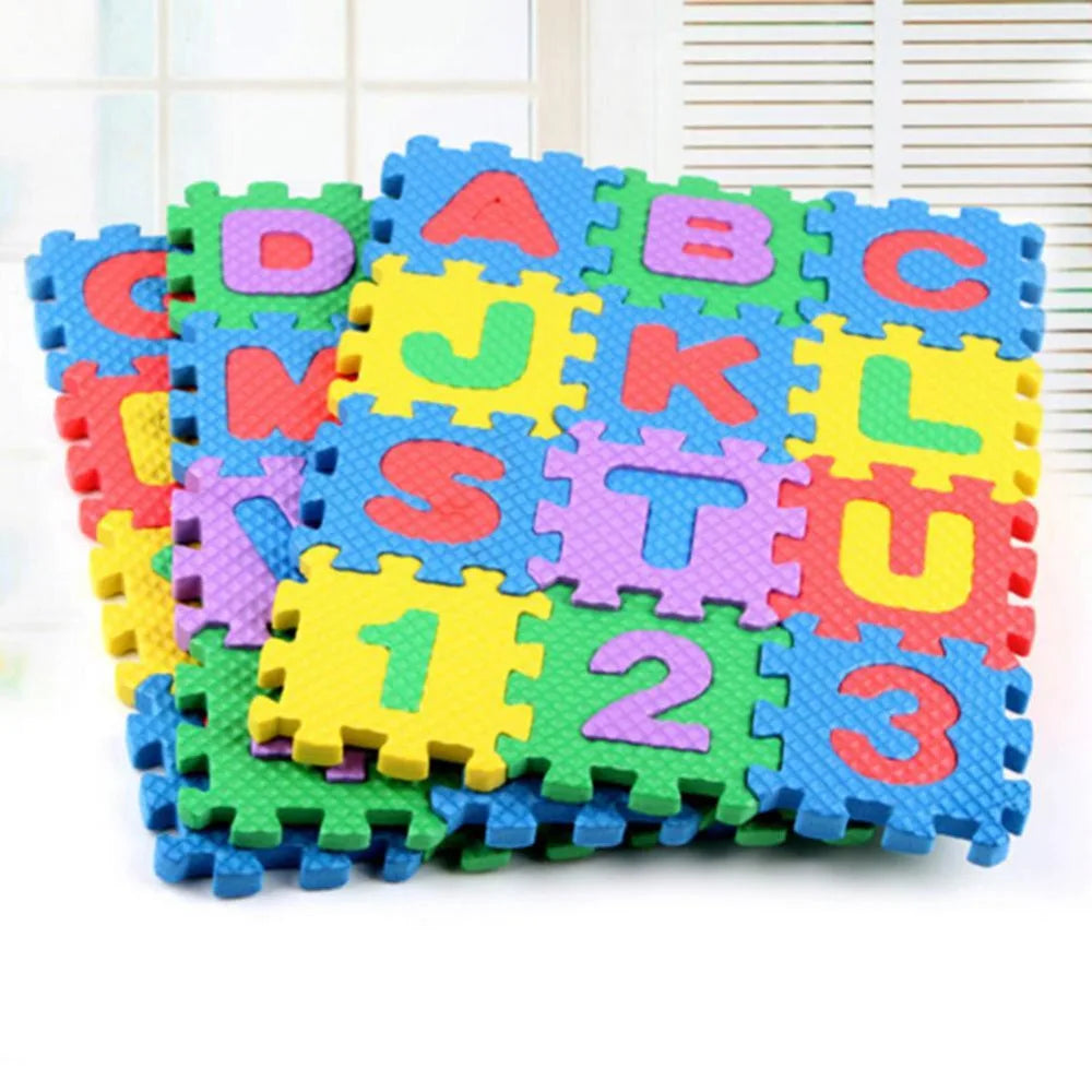 HOT 36 pcs children mini EVA Foam Alphabet Letters Numbers Floor Soft Baby Mat 3D puzzle Kids Educational toys