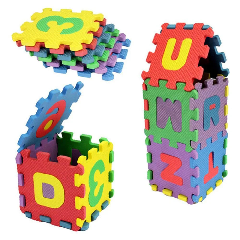 HOT 36 pcs children mini EVA Foam Alphabet Letters Numbers Floor Soft Baby Mat 3D puzzle Kids Educational toys