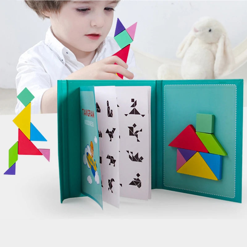 Magnetic 3D  Puzzle Jigsaw Tangram Game Montessori Learning Educational Drawing Board Games Toy Gift for Children Brain Tease